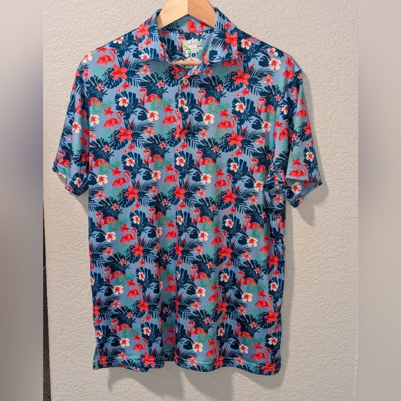 Tailor Byrd Flamingo Performance Polo Size Large - Picture 1 of 8